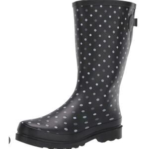 Western Chief Rain Boots 10 NWT NEW Simple Dot Black Waterproof Mid Calf
